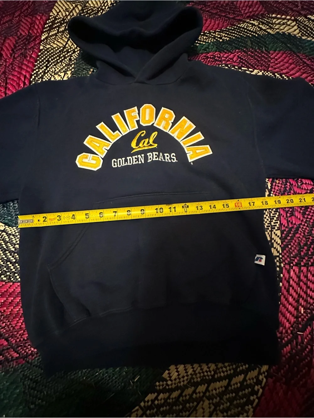Russell Athletic Navy Pullover Hoodie with Yellow California Graphic